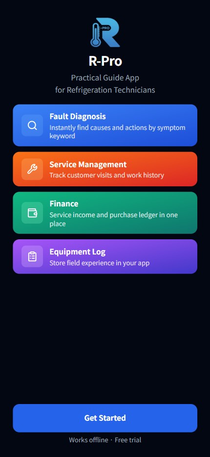 R-Pro field app main menu